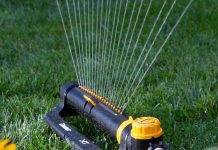 Zraszacz wahadłowy do trawy – jak działa i na jakich trawnikach sprawdzi się najlepiej? zraszacz wahadłowy podlewający równomiernie zieloną trawę na słonecznym trawniku