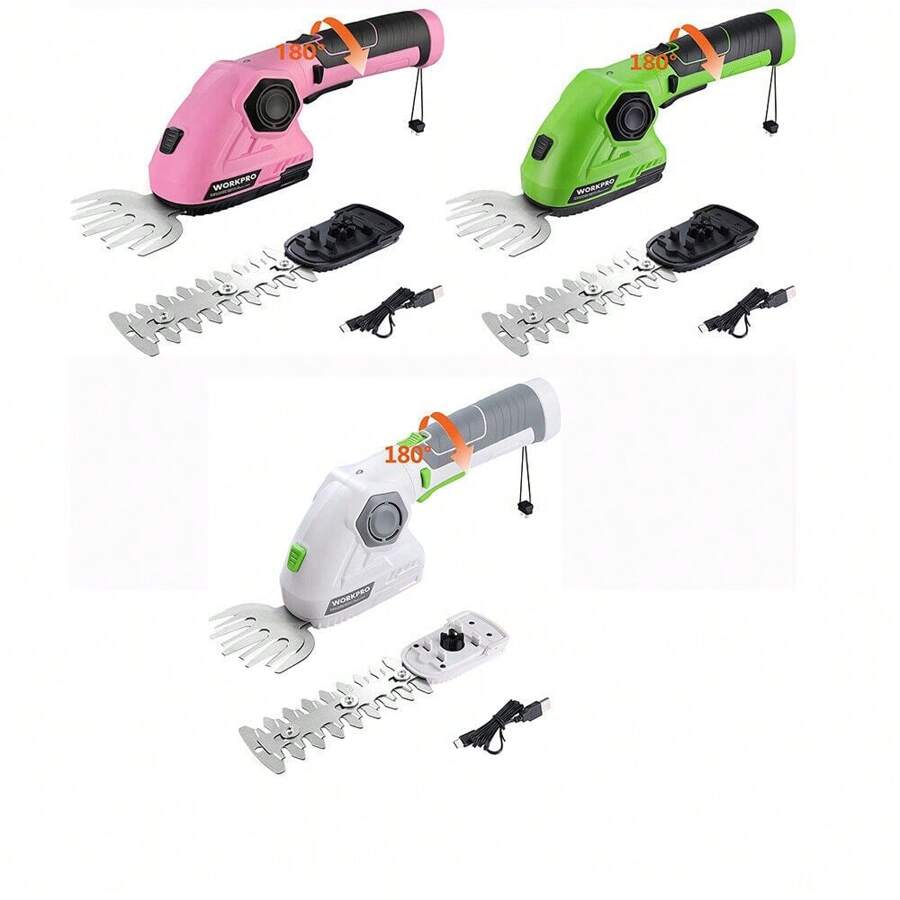 ładowarka z podłączonymi akumulatorami nożyc na drewnianym stole